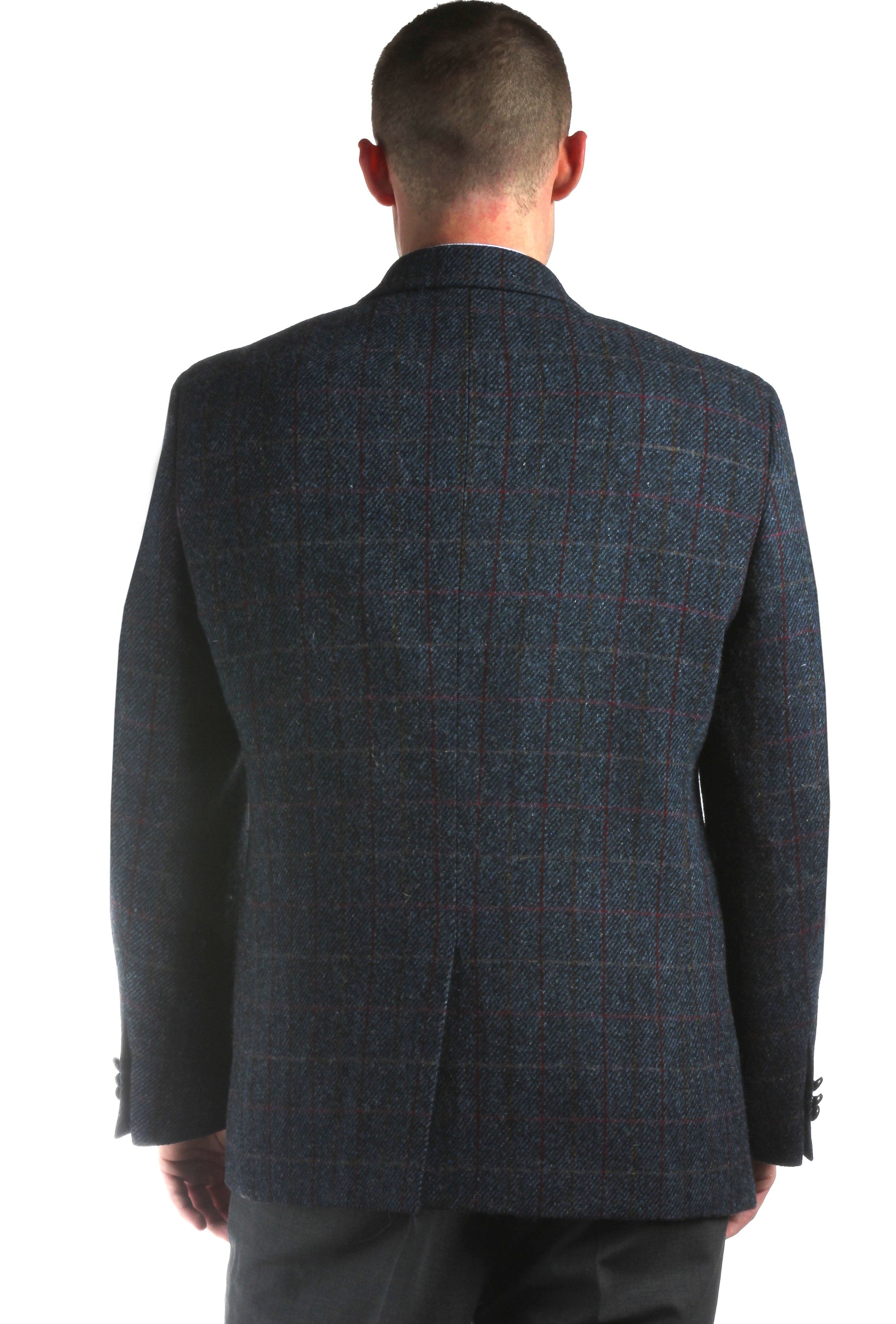 CLARK Blue Windowpane Plaid Sportcoat